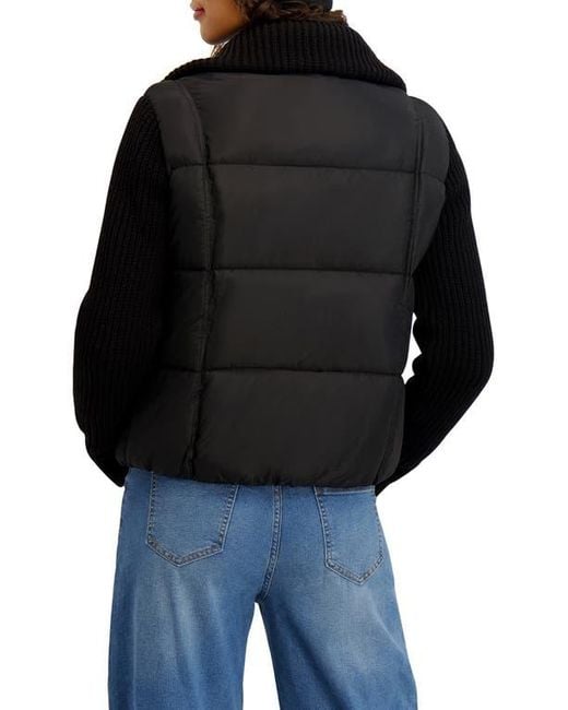 Kensie Black Knit Sleeve Quilted Core Jacket