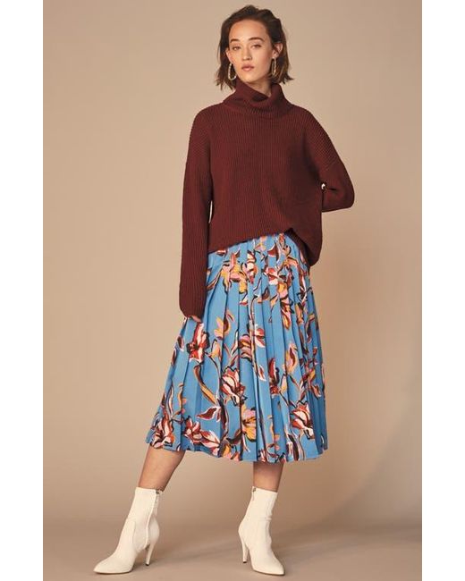 Halogen® Blue Oversized Turtleneck Tunic Sweater