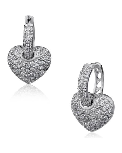 Jardin Metallic Pavè Heart Huggie Hoop Earrings