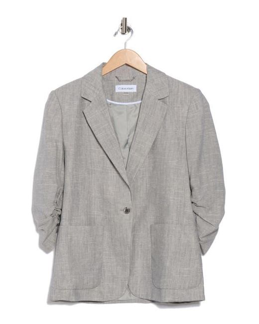 Calvin Klein Gray Scrunched Sleeve Blazer