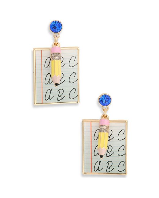 Leith Blue Notebook & Pencil Drop Earrings