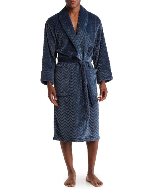Daniel Buchler Plush Herringbone Fleece Robe in Blue for Men Lyst