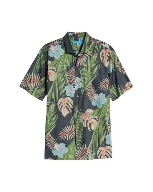Tori Richard Green Tropic Haze Cotton Camp Shirt for men