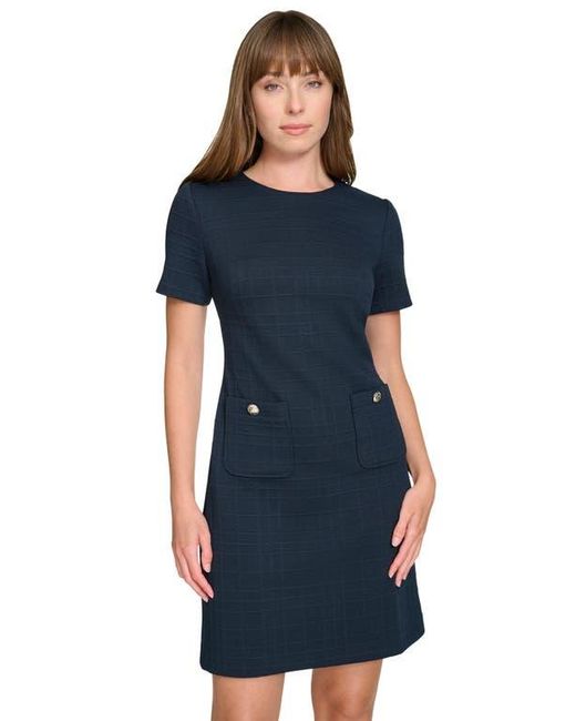 Tommy Hilfiger Blue Windowpane Short Sleeve Shift Dress
