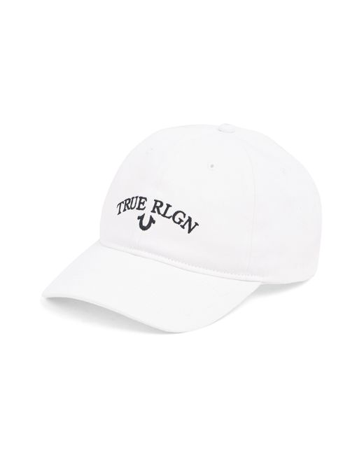 True Religion Logo Embroidered Dad Cap In White /black At Nordstrom Rack