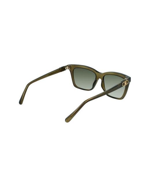 Ferragamo Green Gancini 54Mm Rectangular Sunglasses