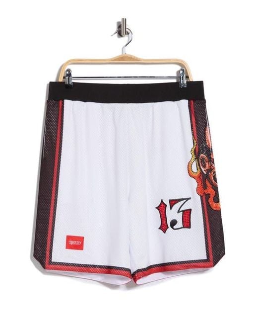 Ed Hardy White Devil Head Shorts for men
