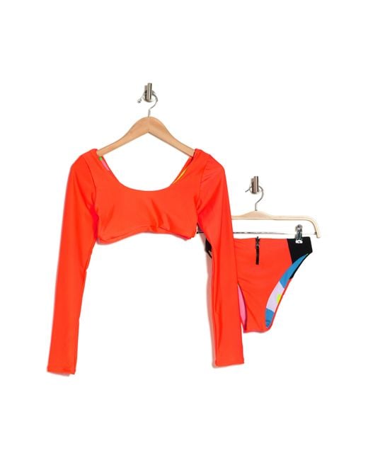Maaji Red Fire Besti Mimmi Long Sleeve Reversible Two-piece Swimsuit