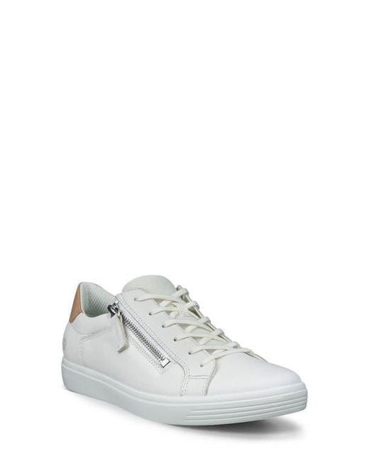 Ecco White Classic Zip Sneaker