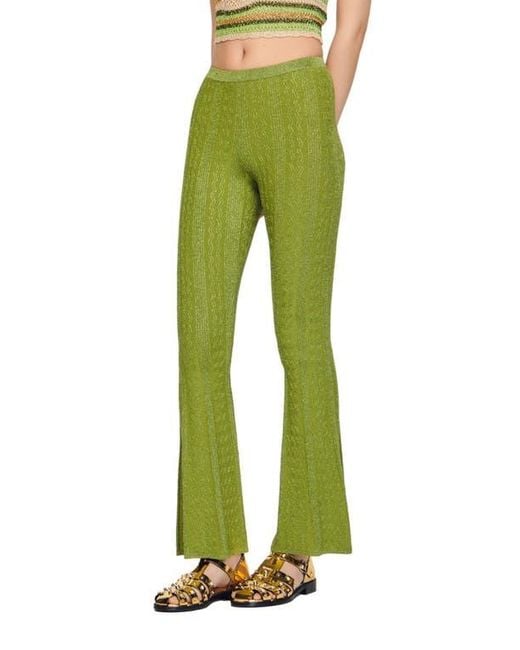 Sandro Green Chalamet Flared Pants