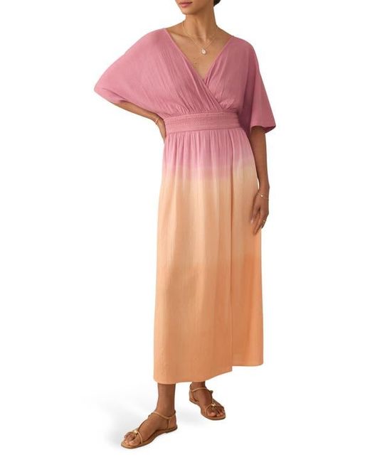 Faherty Brand Pink Mila Ombré Organic Cotton Gauze Maxi Dress