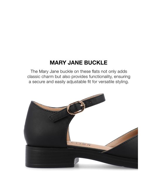 Journee Collection Black Tesley Cap Toe Mary Jane Flat