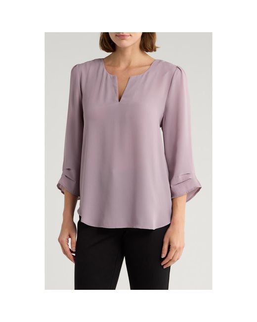 DR2 by Daniel Rainn Elka Patterned Split Neck Blouse in Purple | Lyst