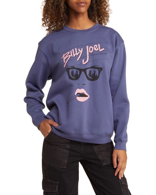 THE VINYL ICONS Blue Billy Joel Fleece Graphic Sweatshirt