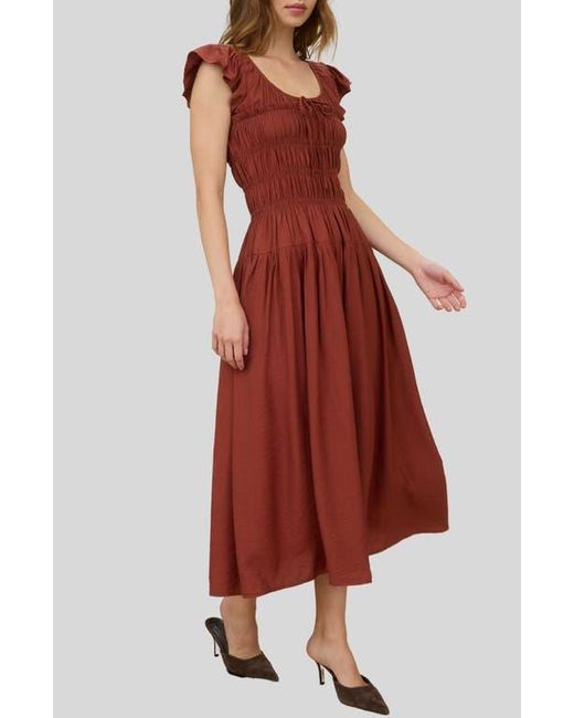 Blu Pepper Shirred Maxi Dress