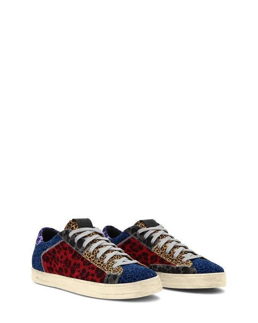 P448 White Colorblock Leopard Print Sneakers for men
