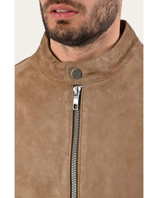 Frye Brown Cafe Leather Racer Jacket for men