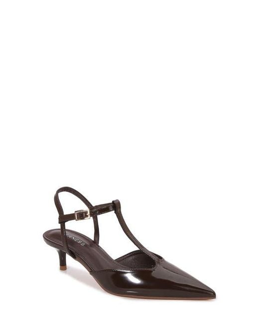 BERNESS White T-Strap Kitten Heel Pump