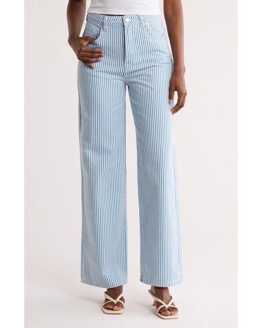 Blank NYC Blue Railroad Stripe Low Rise Baggy Jeans