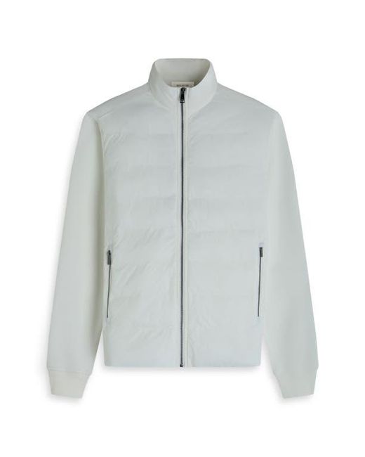 Bugatchi White Soft Touch Quilted Zip-Up Bomber Jacket for men