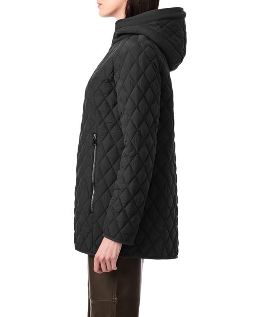 Bernardo Diamond Quilt Packable Hooded Puffer Jacket in Black Lyst