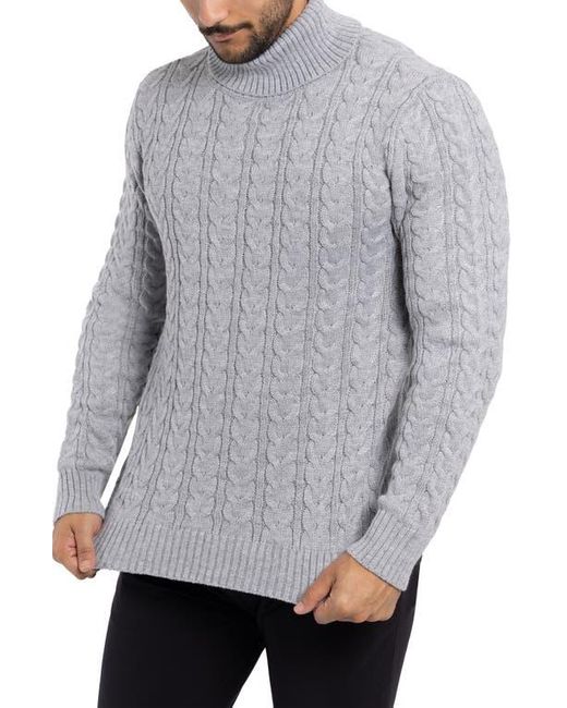 Xray Jeans Gray Cable Knit Turtleneck Sweater for men