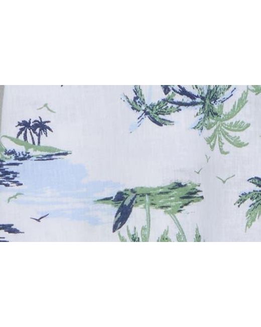 14th & Union White Short Sleeve Linen & Cotton Button-Up Shirt for men