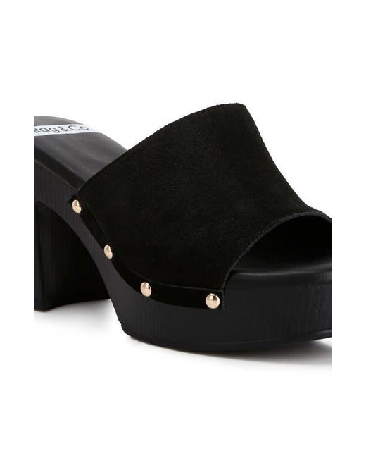 Rag & Co Black Cartera Suede Stud Mule