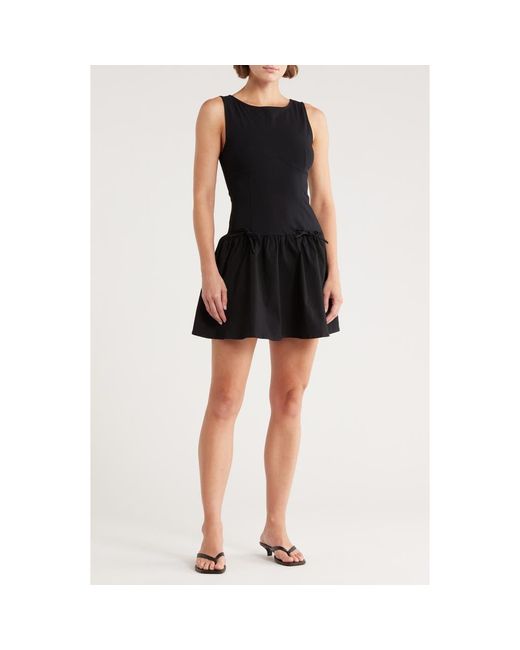 princess polly baby blue dress Delphi Scoop-Neck Drop-Waist Bubble Hem Mini Dress in Black main image 0