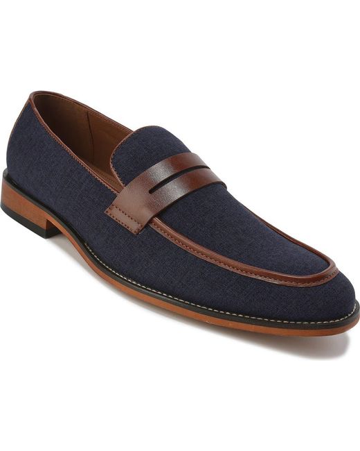 Gino Vitale Blue Moc Toe Penny Slip-On Loafer for men