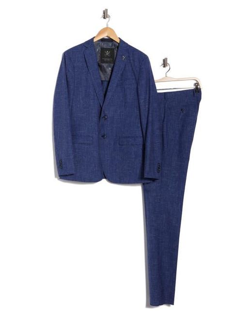 John Varvatos Blue Solid Wool Blend Suit for men