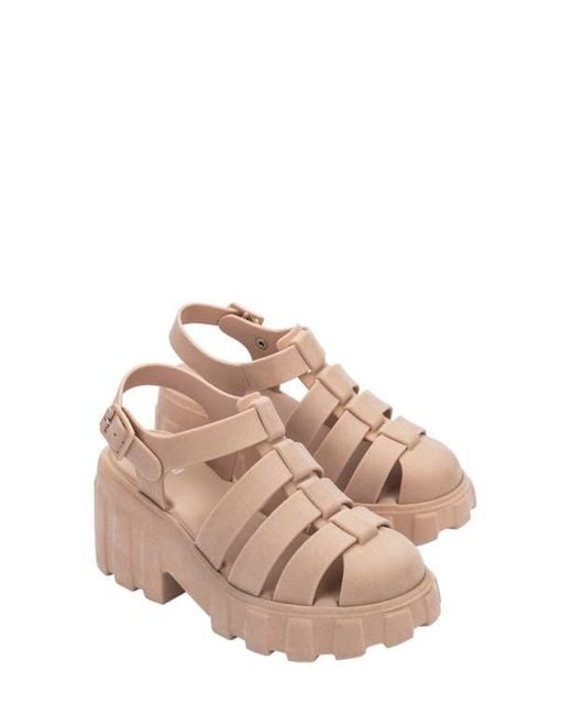 Melissa Pink Megan Velvet Platform Fisherman Sandal