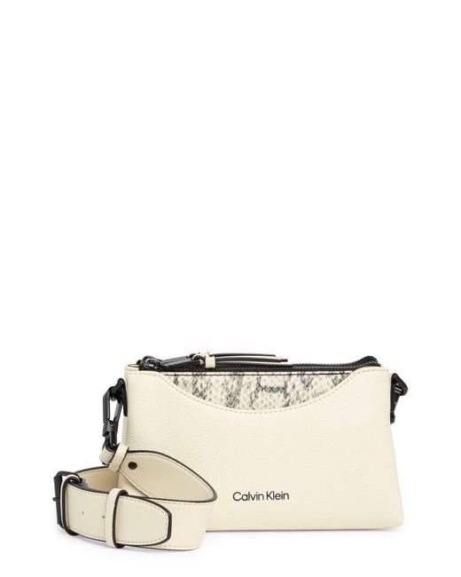 Calvin Klein Natural Rocky Road Snakeskin Print Crossbody Bag