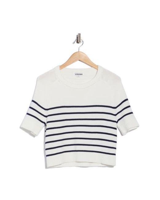 Vigoss Blue Nautical Stripe Short Sleeve Sweater