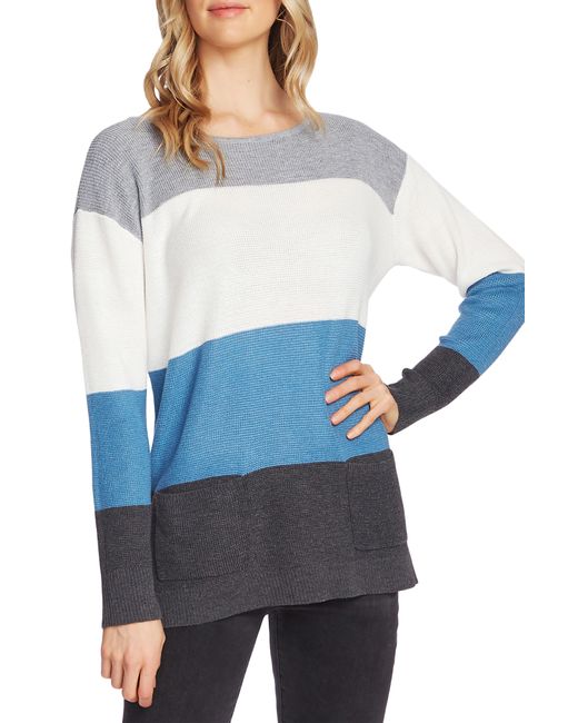 Vince Camuto Gray Colorblock Pocket Sweater