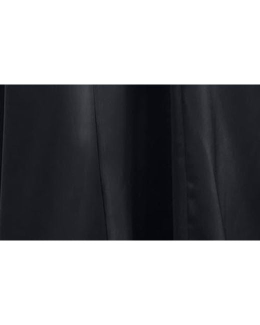 Maggy London Black Flutter Sleeve Ruched Satin Midi Dress