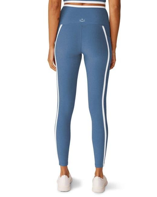 Beyond Yoga Blue Out Of Pocket Side Stripe High Waist Pocket Leggings