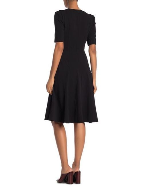 Donna Morgan Black V-Neck Stretch Crepe Dress