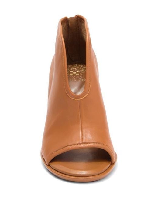 Vince Camuto Finaleigh Open Toe Bootie in Brown | Lyst