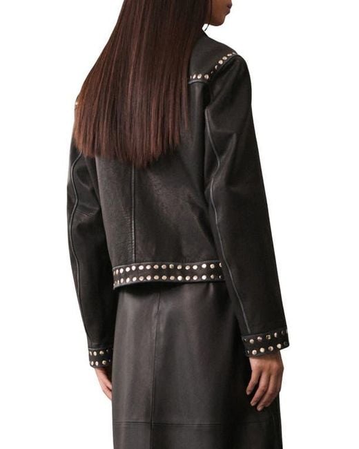 Mango Black Studded Leather Jacket