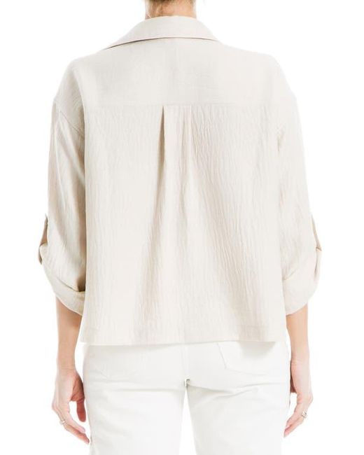 Max Studio White Collared Textured Shirt
