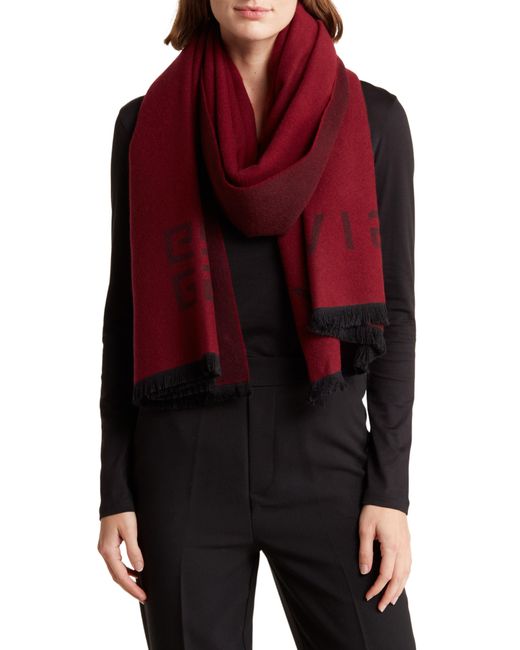 Givenchy Red Logo 4g Jacquard Wool & Cashmere Oblong Scarf