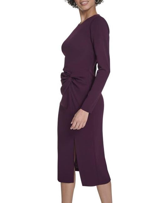 Calvin Klein Purple Knot Waist Midi Sheath Dress