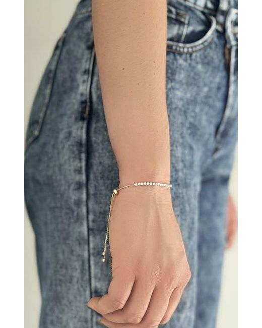 Adornia White Rhodium Plated Swarovski Crystal Accented Lariat Bracelet