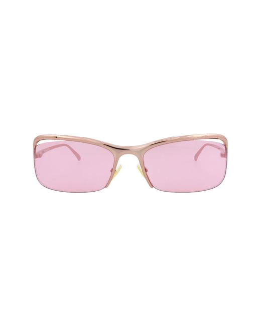 Bottega Veneta Pink 63mm Rectangle Sunglasses