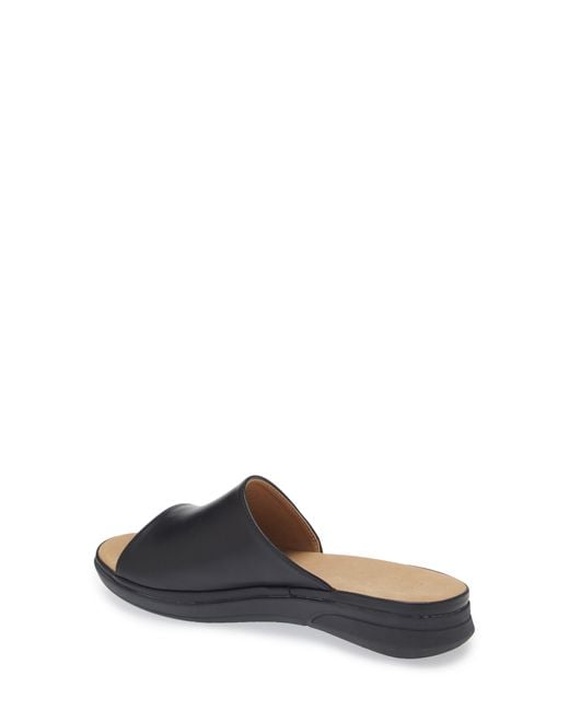 Taryn Rose Black Asymmetrical Slide Sandal