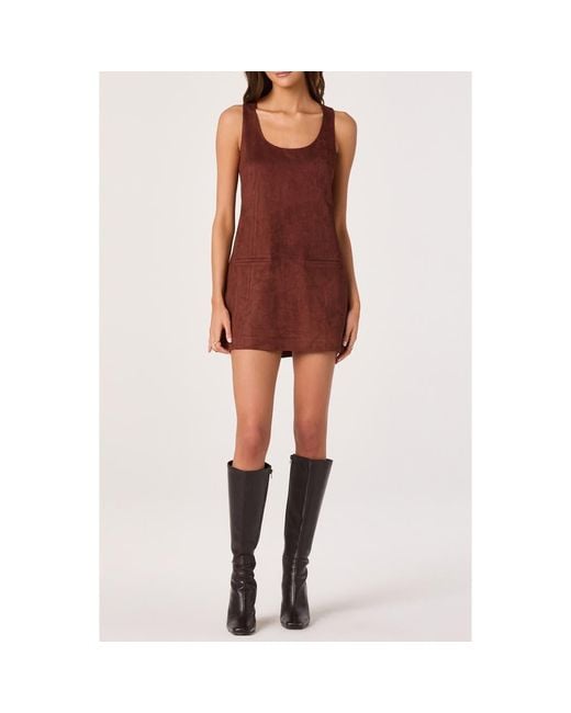 Astr Red Faux Suede A-Line Dress