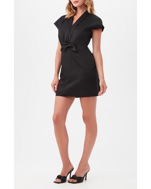 Trina Turk Black Tallia Cap Sleeve Knotted Organic Cotton Sheath Dress