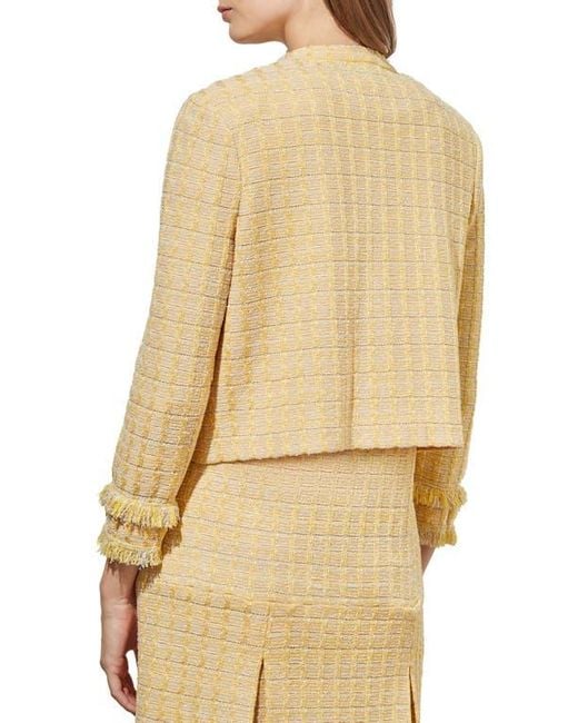 Ming Wang Fringe Wing Collar Tweed Jacket in Natural | Lyst