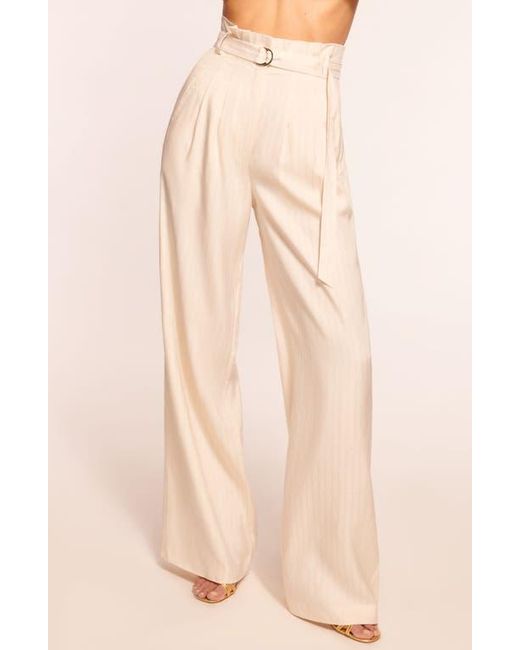 Ramy Brook Natural Natasha Belted Paperbag Waist Wide Leg Pants